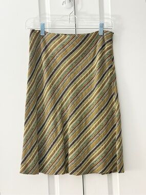 Shin Choi Striped Midi Skirt Boho Earth Tone A-Line Flowy Versatile Midi Size 4